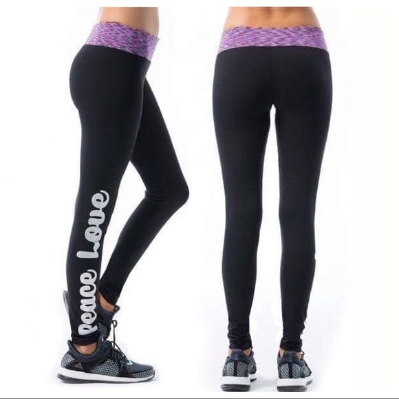 vivilish Pants - Peace & Love Black Best yoga leggings w/ p…